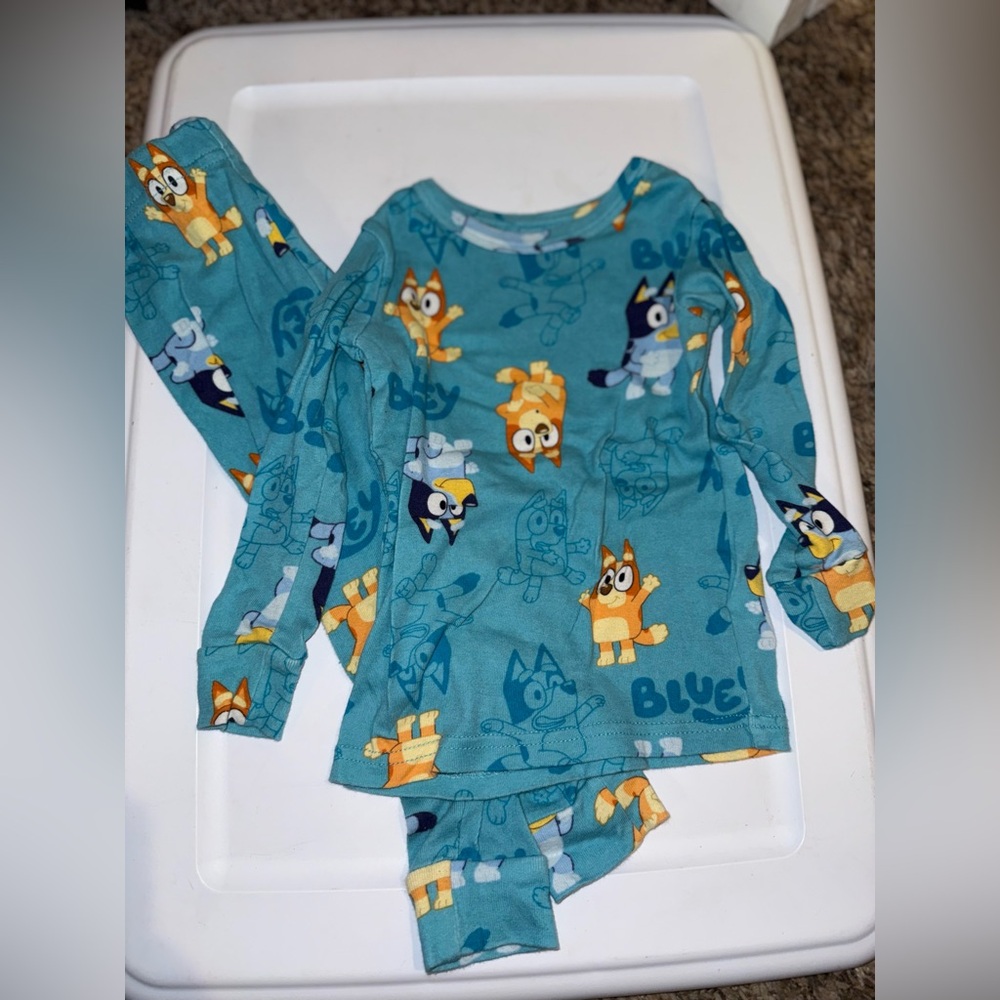 Blue Kids Pajama Set with Cartoon Character